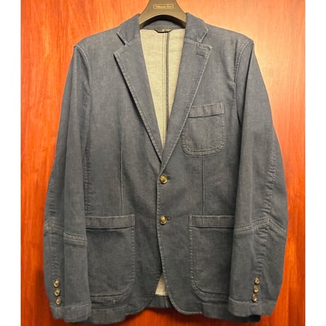 MADE IN JAPAN製 LANVIN COLLECTION デニムニット テーラードジャケット インディゴ 48サイズ