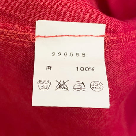 MADE IN ITALY製 Viadeste 半袖リネンシャツ レッド 50サイズ