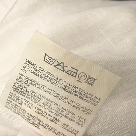 【TOMORROWLAND 取り扱い】 MADE IN ITALY製 120% lino バック刺繍入り半袖リネンシャツ ホワイト Sサイズ