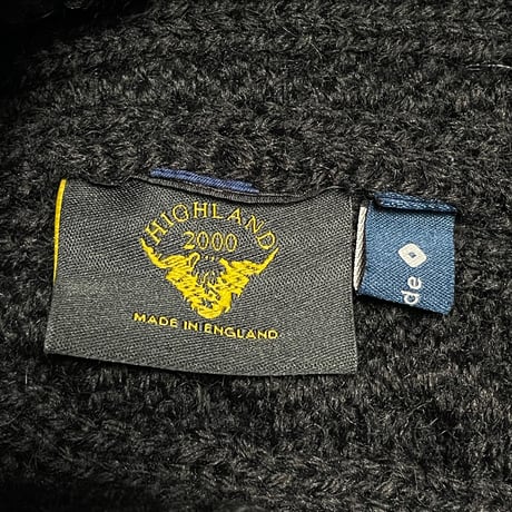 MADE IN ENGLAND製 HIGHLAND2000 × override BRITISH WOOL ケーブルニット帽 ブラック Fサイズ