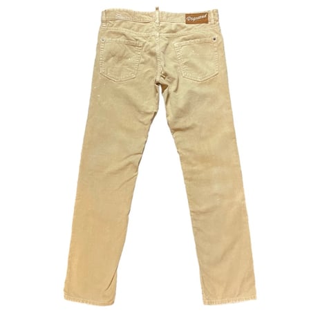 MADE IN ITALY製 DSQUARED2 ダメージ加工コーデュロイパンツ ベージュ 50サイズ