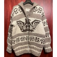 COWICHAN INDIAN KNIT コンドル柄 ウールカウチンセーター アイボリー×ブラウン