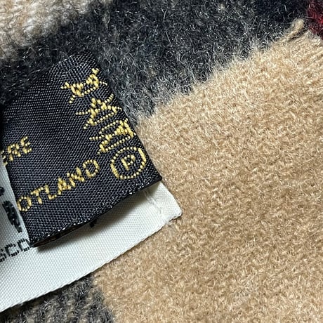 MADE IN SCOTLAND製 Pringle OF SCOTLAND チェック柄カシミヤマフラー ベージュ