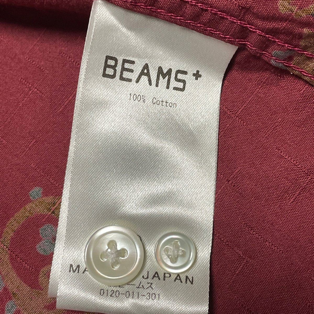 MADE IN JAPAN製 BEAMS+ ペイズリー柄半袖シャツ ワイン Sサイズ | Ul