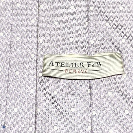 MADE IN FRANCE製 ATELIER F&B GENEVE ドット柄シルクネクタイ パープル