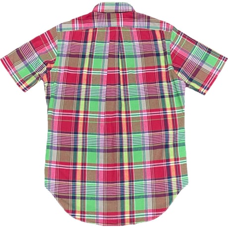 Ralph Lauren CLASSIC FIT チェック柄半袖ボタンダウンシャツ グリーン×レッド Sサイズ