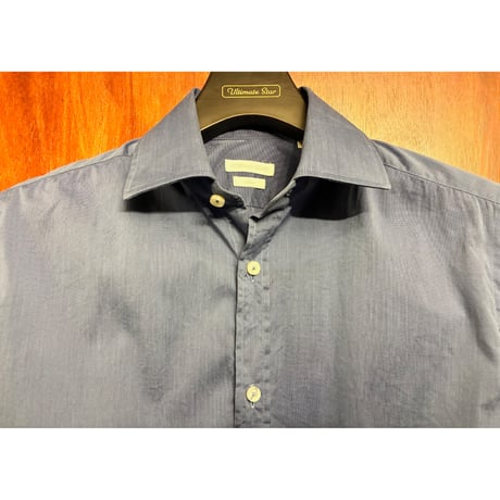 ▲訳あり商品▲ MADE IN ITALY製 STEFANO CONTI 長袖ドレスシャツ ネイビー 38-15サイズ
