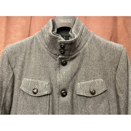 MADE IN ITALY製 GIAN CARLO ROSSI フルジップウールジャケット グレー 50サイズ