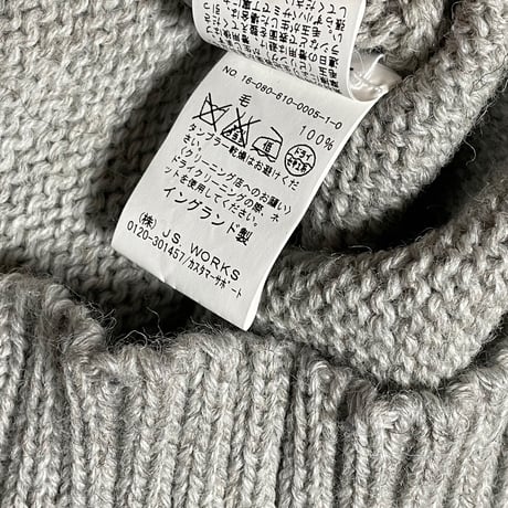 【JSWORKS取り扱い】MADE IN ENGLAND製 Alderney ハイネックニットセーター ライトグレー Mサイズ