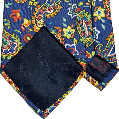 MADE IN ITALY製 ETRO ペイズリー柄シルクネクタイ ネイビー