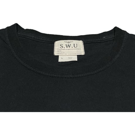 S.W.U standard surplus uniform S.W.A.T. 半袖プリントTシャツ ブラック Lサイズ
