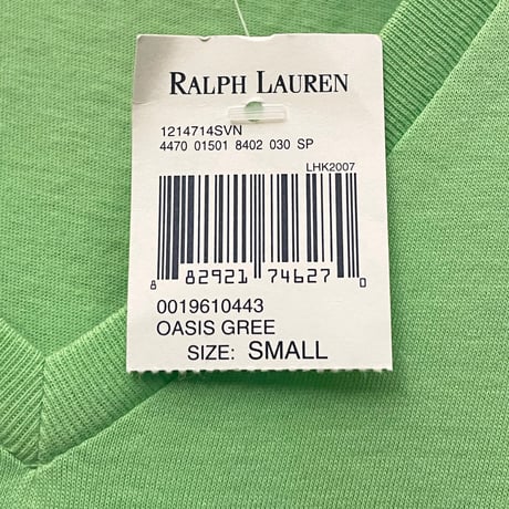 ☆タグ付き新古品☆ RALPH LAUREN SPORT VネックTシャツ ライトグリーン Sサイズ