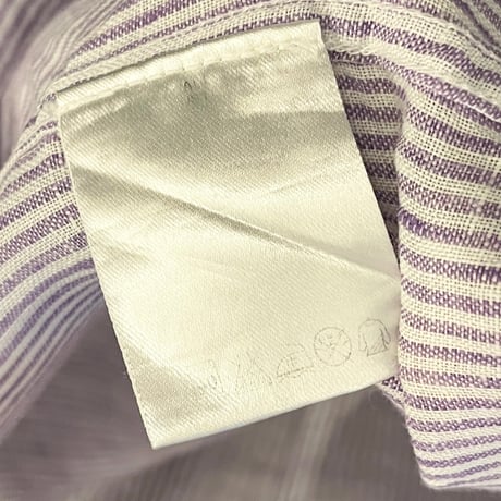 【サザビーリーグ 取り扱い】 MADE IN USA製 Frank & Eileeen ストライプ柄 長袖リネンシャツ パープル XSサイズ