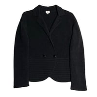 MADE IN ITALY製 ARMANI COLLEZIONI パイルニットウールジャケット ブラック 40サイズ