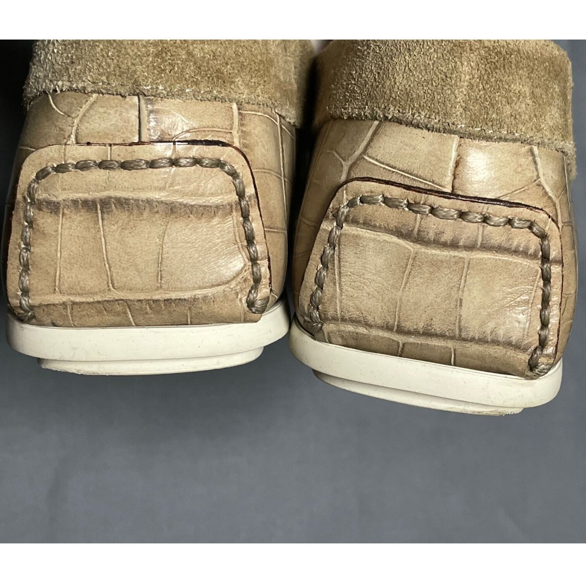 MADE IN ITALY製 SANTONI クロコ型押しローファー ベージュ 7 1 MADE IN ITALY製 SANTONI クロコ型押しローファー ベージュ 7 1