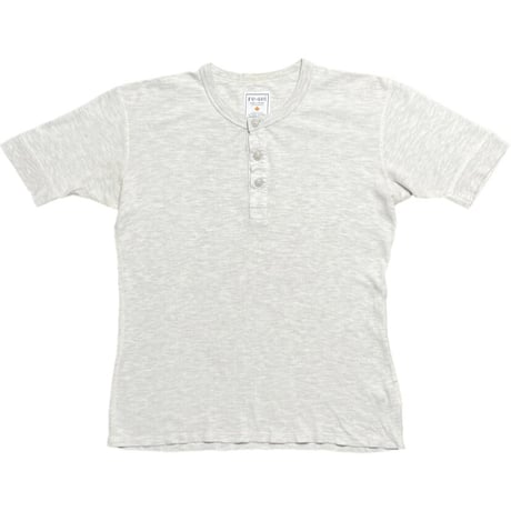 ▲訳あり商品▲【UNITED ARROWS取り扱い】MADE IN CANADA製 re・sei オーガニックコットンワッフル地ヘンリーネック半袖Tシャツ ライトグレー Mサイズ