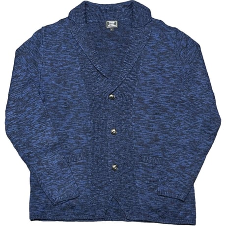 GREEN LABEL RELAXING ショールカラーウールリネンニットカーディガン ネイビー Lサイズ