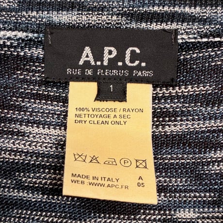 MADE IN ITALY製 A.P.C. レーヨンVネックセーター ネイビー 1サイズ