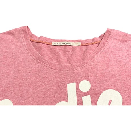 nudie jeans オーガニックコットンプリントTシャツ ピンク Sサイズ