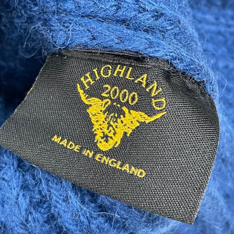 MADE IN ENGLAND製 HIGHLAND2000 BRITISH WOOL ニット帽 ブルー Fサイズ