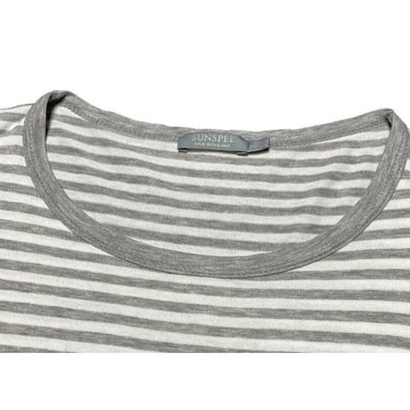 MADE IN ENGLAND製 SUNSPEL クルーネックボーダー長袖Tシャツ グレー Lサイズ