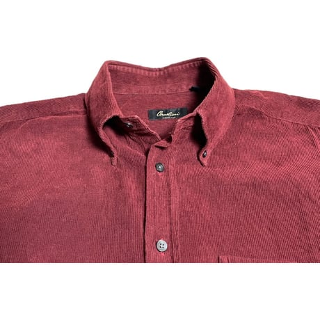 MADE IN ITALY製 CORNELIANI 長袖ボタンダウンコーデュロイシャツ ワイン Lサイズ