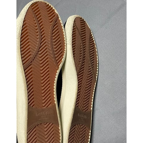 MADE IN ITALY製 Pantofola d'Oro SUPREMEライン ベルベット×型押しレザー ハンドメイドローカットスニーカー ブラック 43サイズ