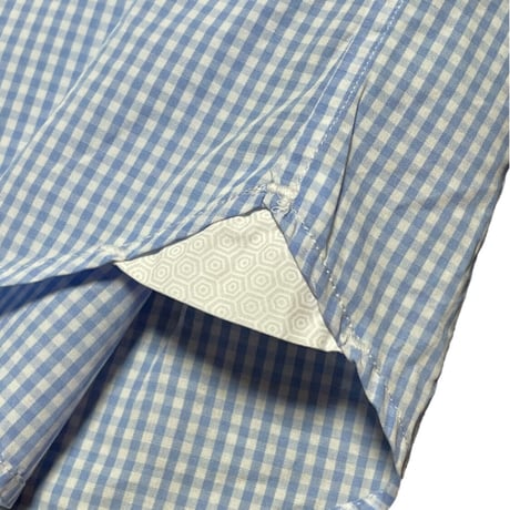 MADE IN ITALY製 ORIAN Vintage 半袖ギンガムチェックシャツ スカイブルー 38/15サイズ