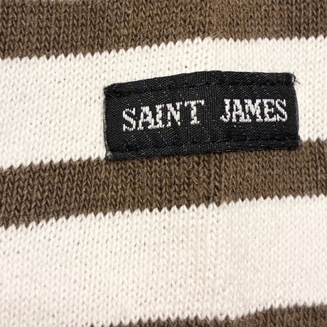 MADE IN FRANCE製 SAINT JAMES ボーダー柄 バスクシャツ ホワイト×ブラウン Mサイズ