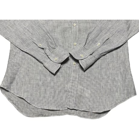 タグ付き美品 CIT LUXURY 長袖リネンシャツ ホワイト×ネイビー 40-15 3/4サイズ