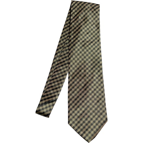 ☆タグ付き新古品☆ MADE IN ITALY製 ICEBERG チェック柄シルクネクタイ オリーブ
