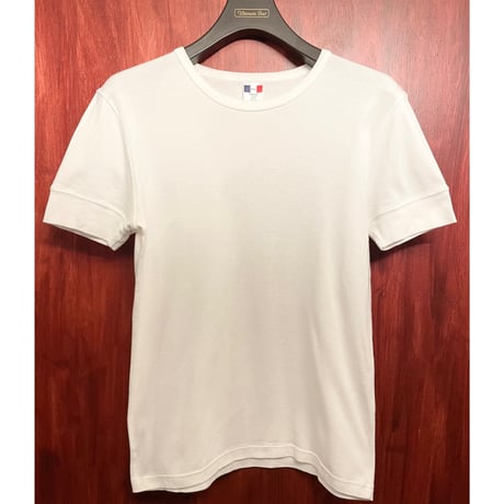 MADE IN FRANCE製 BANDOL RIB COTTON MILITARY CREW TEE クルーネックTシャツ ホワイト T/1サイズ