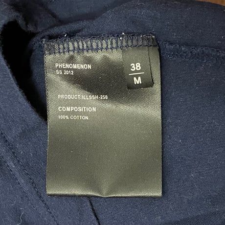MADE IN JAPAN製 PHENOMENON 2012年SSモデル 家紋ワッペン付きTシャツ ネイビー M/38サイズ