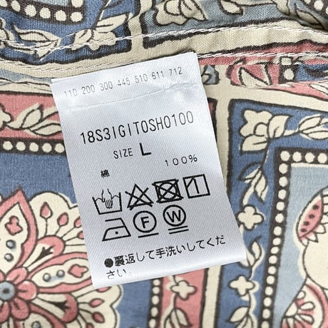 ☆タグ付き新古品☆ MADE IN USA製 GITMAN BROS 40th Anniversaryモデル エレファントバティック柄半袖ボタンダウンシャツ マルチカラー Lサイズ