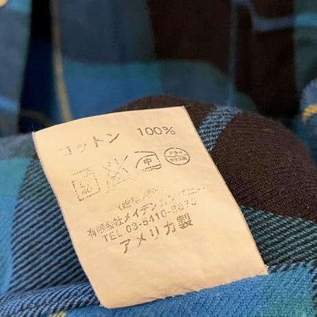 MADE IN USA製 INDIVIDUALIZED SHIRTS 長袖チェック柄フランネルシャツ ブルー 16-33サイズ