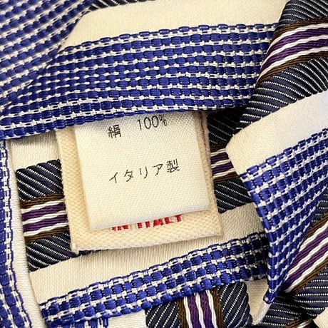 MADE IN ITALY製 Altea レジメンタルストライプ柄シルクネクタイ ブルー