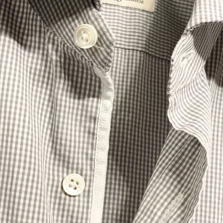 【BARNEYS NEWYORK 取り扱い】 MADE IN ITALY製 Giovanni Rosmini ギンガムチェック柄長袖シャツ グレー 40-15 3/4サイズ