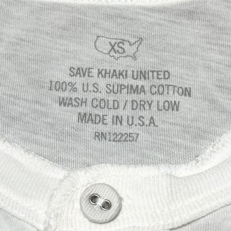 【JOURNAL STANDARD取り扱い】MADE IN USA製 SAVE KHAKI UNITED ヘンリーネックTシャツ ホワイト XSサイズ