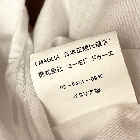 ★新品★ MADE IN ITALY製 MAGLIA 2024年SSモデル「BAR」ポケット付きバックプリントクルーネックTシャツ ホワイト S～Lサイズ