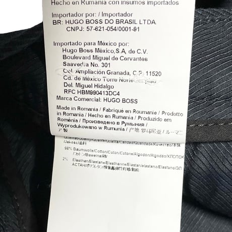 MADE IN ITALY製TESSUTI DI SONDRIO生地使用 HUGO BOSS コットンスラックス ネイビー 52サイズ