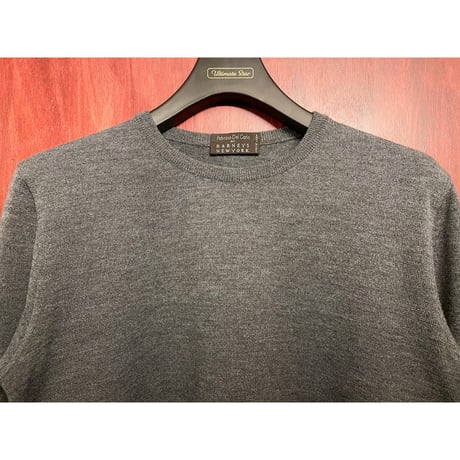 MADE IN ITALY製 Fabrizio Del Carlo per BARNEYS NEWYORK クルーネックヴァージンウールセーター チャコールグレー Sサイズ