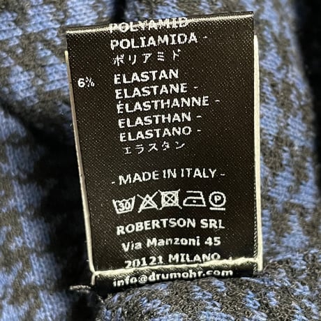 MADE IN ITALY製 Drumohr 千鳥格子柄Vネックニットベスト ネイビー 46サイズ