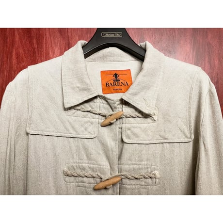 【NEPENTHES 取り扱い】 MADE IN ITALY製 BARENA リネンコットンショートダッフルコート アイボリー 46サイズ