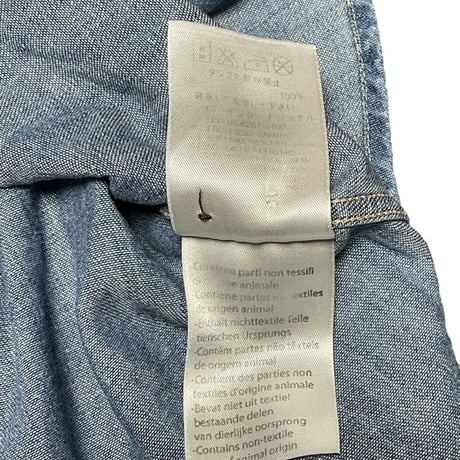 FRANKLIN MARSHALL VARSITY ワッペン付きデニムシャツ ライトインディゴ Lサイズ