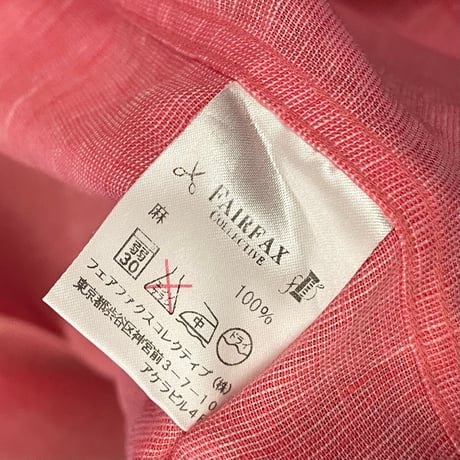 MADE IN JAPAN製 BARNEYS NEWYORK Cotonificio Albini生地 長袖リネンシャツ ピンク Lサイズ