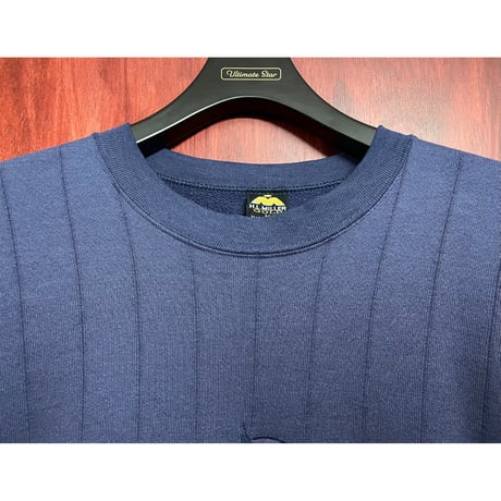MADE IN USA製 90s H.L.MILLER GOLD MAUI BAY シャドーストライプ柄刺繍入りスウェットトレーナー ネイビー Mサイズ