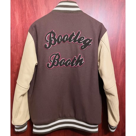 激レア bootlegbooth 袖カウレザースタジアムジャケット ブラウン×ベージュ Lサイズ