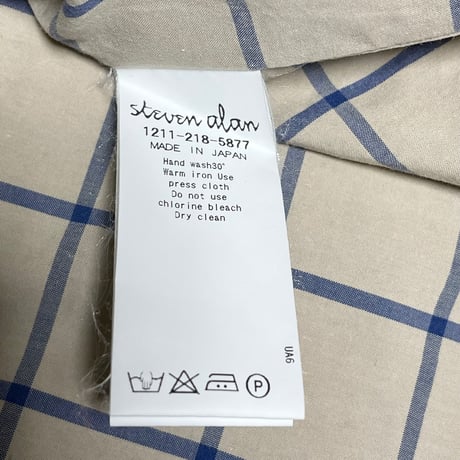 ▲訳あり商品▲【ユナイテッドアローズ取り扱い】MADE IN JAPAN製 steven alan 長袖ブロックチェックシャツ ベージュ Mサイズ