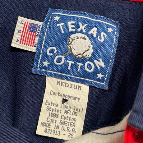 MADE IN USA製 TEXAS COTTON 長袖ボタンダウンシャツ トリコロール Mサイズ