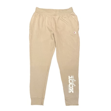Champion REVERSE WEAVE プリント入りスウェットパンツ サンドベージュ XLサイズ